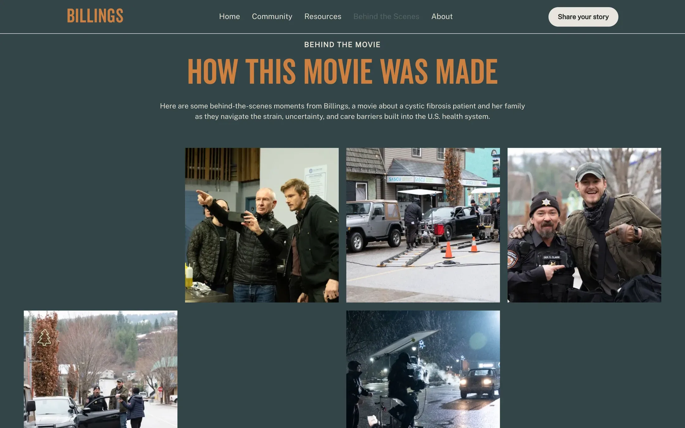 Una cuadrícula de fotos del rodaje, bajo el título How this movie was made