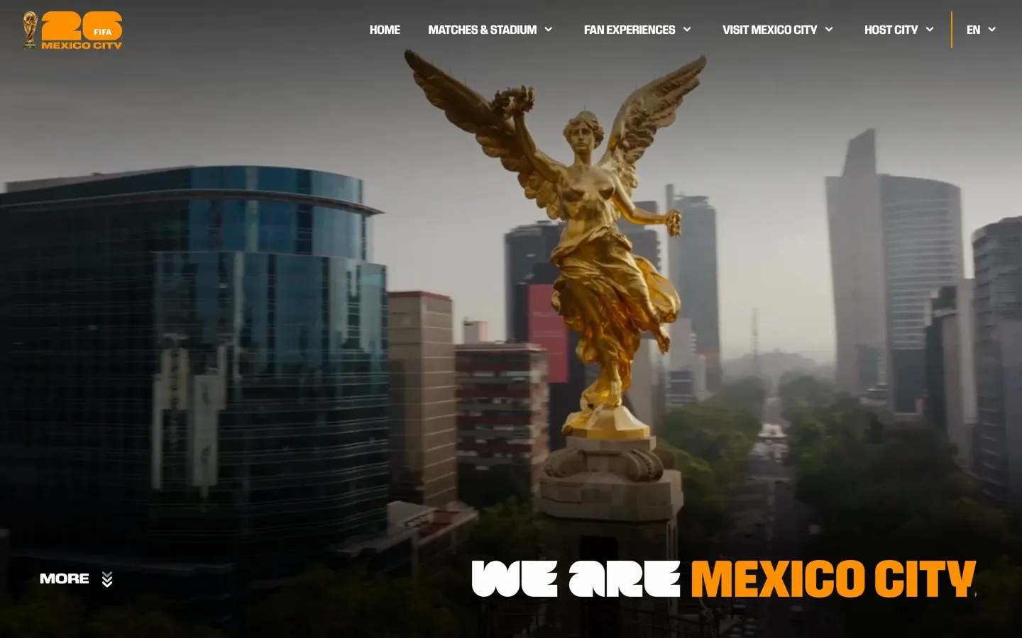 La página de inicio del sitio Mexico City 26: un video de la ciudad detrás de la frase We are Mexico City