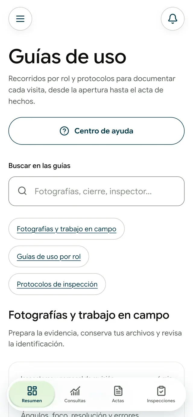 Guías de trabajo en campo, fotografías y uso sin conexión en un teléfono