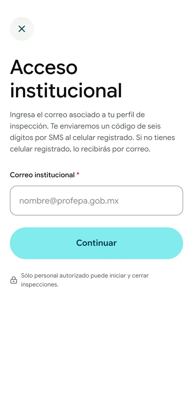 El campo de correo institucional para que el personal invitado solicite su código de acceso