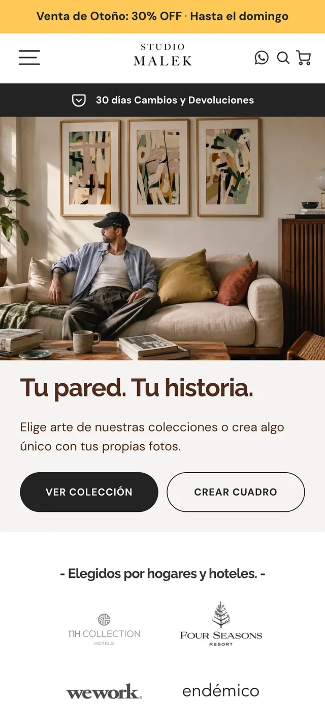 La página de inicio en un teléfono
