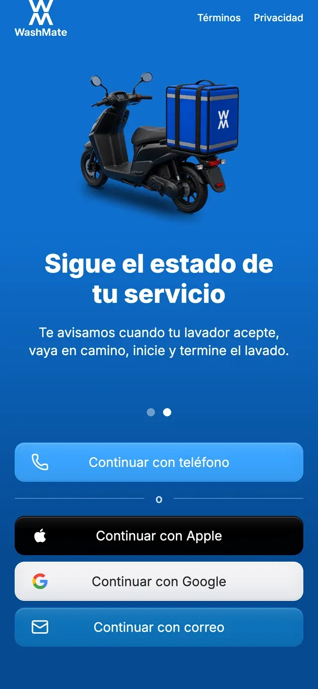 La segunda pantalla de bienvenida explica los avisos del servicio