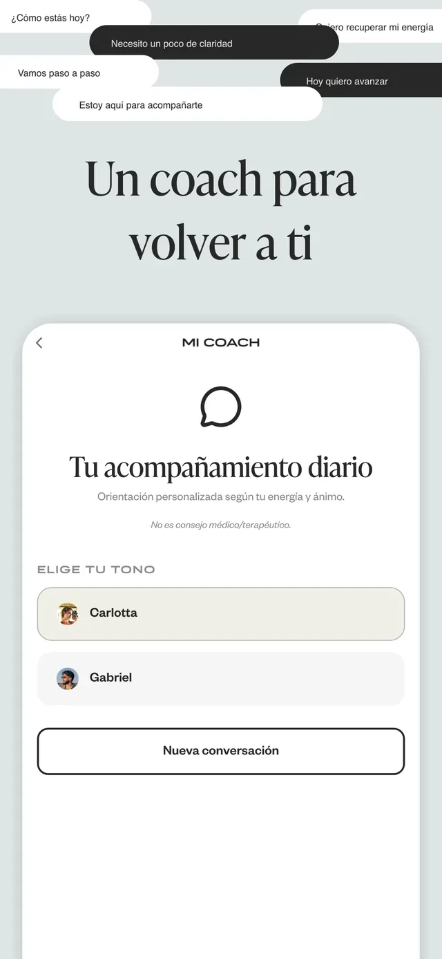 El coach, como se ve en el App Store: Un coach para volver a ti