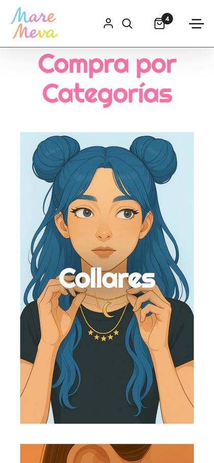 Mare Meva: Jewelry Ecommerce Website mobile view