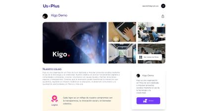 Us & Plus desktop view